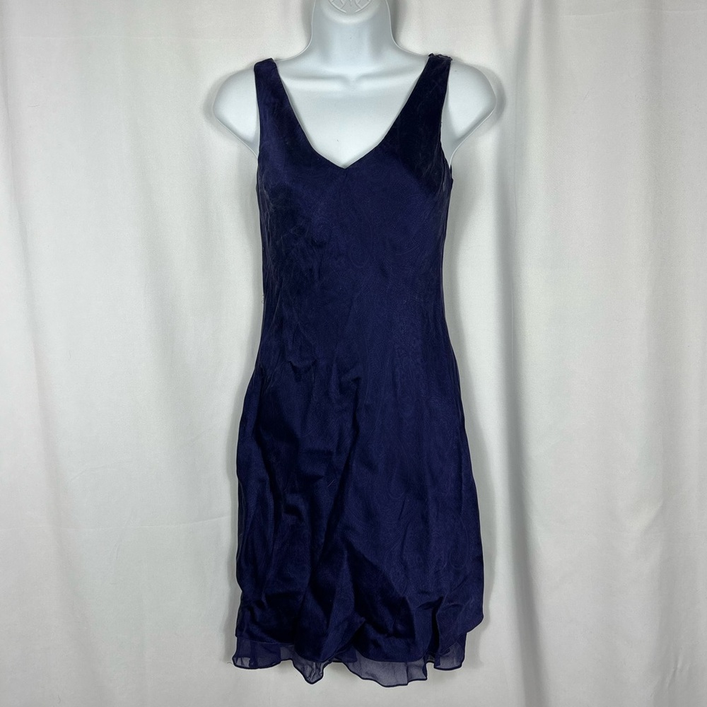 Jones New York purple paisley Silk Sleeveless mini dress 4P